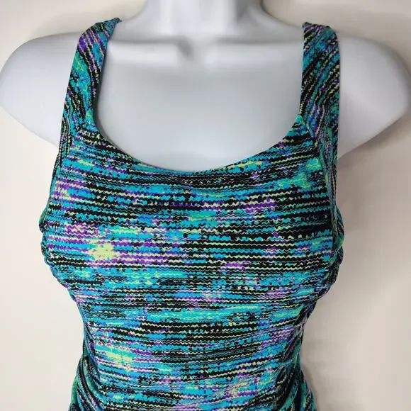 Speedo Swim Bathing Suit Women's 8 Blue Teal Purple Vacation Beach Lake Sporty - Picture 2 of 12